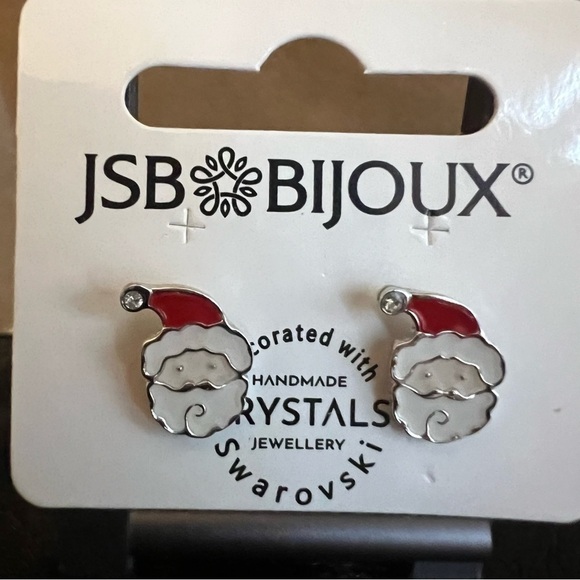 Santa Earrings with Swarovski Crystal | Handmade Holiday Jewelry NWT - Picture 6 of 15